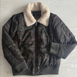 Sanctuary Camouflage Puffer Jacket with Cream Collar